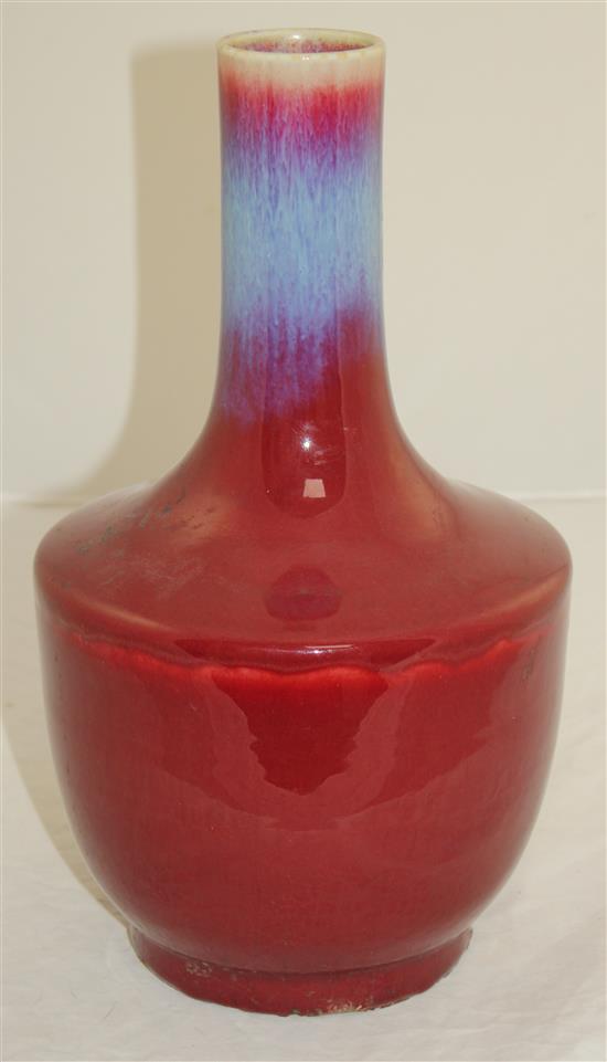 A Chinese flambe bottle vase, 33cm